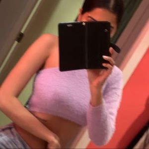 Asymmetrical cropped sweater with one sleeve